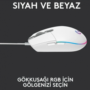 Logitech G G102 LIGHTSYNC RGB Aydınlatmalı 8.000 DPI Kablolu Oyuncu Mouse – Beyaz