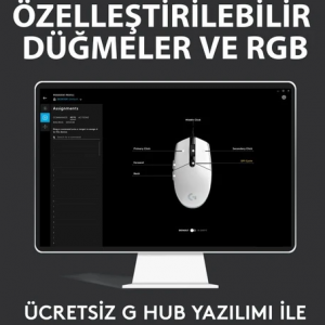 Logitech G G102 LIGHTSYNC RGB Aydınlatmalı 8.000 DPI Kablolu Oyuncu Mouse – Beyaz
