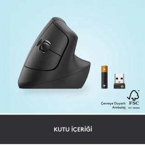 Logitech Lift Sessiz Kablosuz Ergonomik Dikey Mouse - Siyah