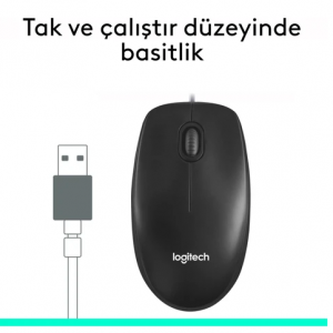Logitech M90 USB Optik Kablolu Mouse - Siyah