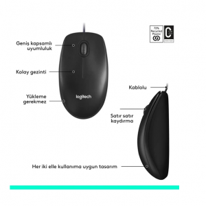 Logitech M90 USB Optik Kablolu Mouse - Siyah