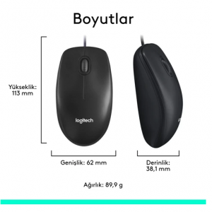Logitech M90 USB Optik Kablolu Mouse - Siyah